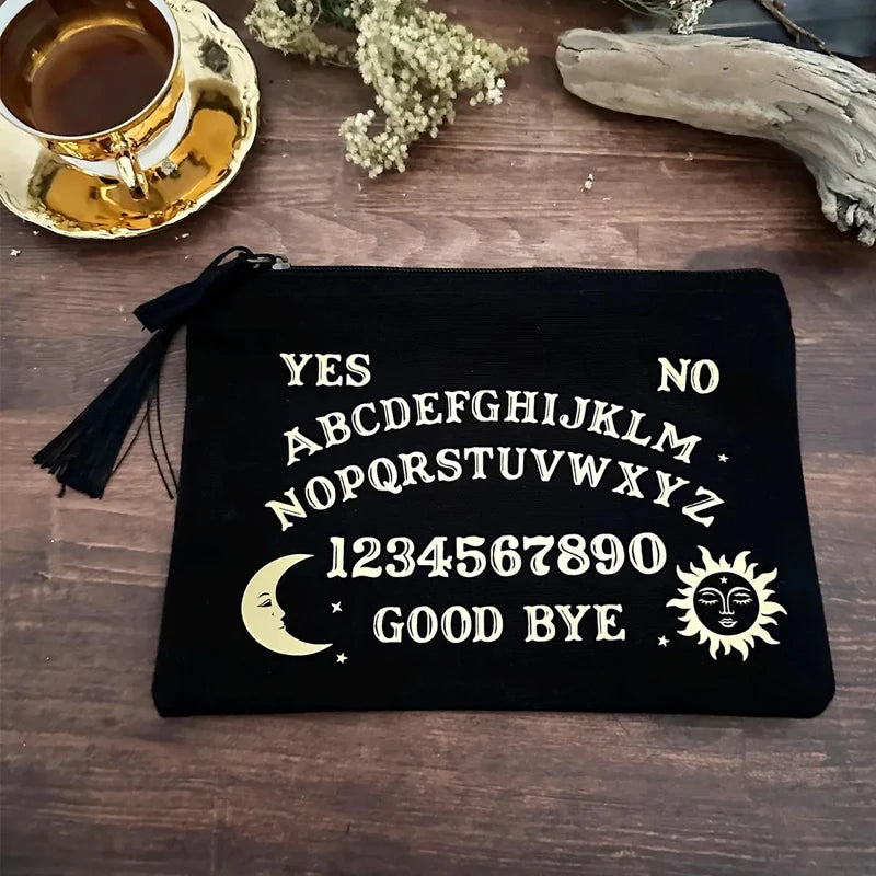 Gothic Witch Board Canvas Makeup Bag | Spirit Board Cosmetic Pouch Cosmetic Makeup Bag Peaceful Pleasures Health and Wellness