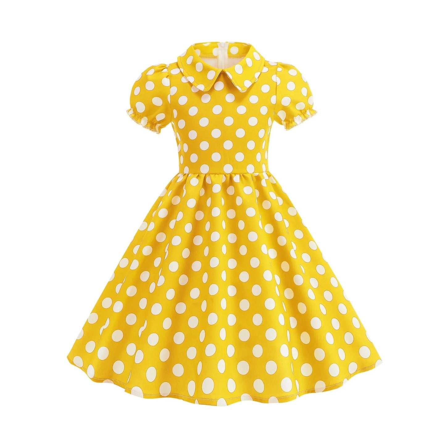 Girls Vintage Polka Dot Princess Dress – Retro Summer A-Line
