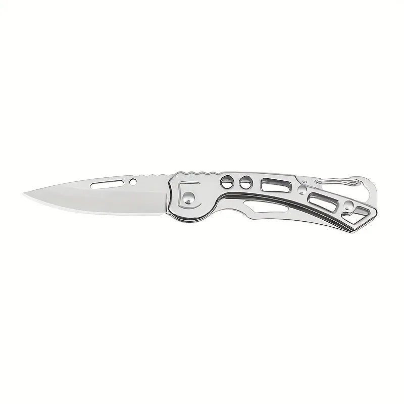 Stainless Steel Folding Knife, EDC Portable Pocket Knife, Outdoor Camping Knife, Suitable for Jungle Adventure, Fishing Peaceful Pleasures Health and Wellness Silvery