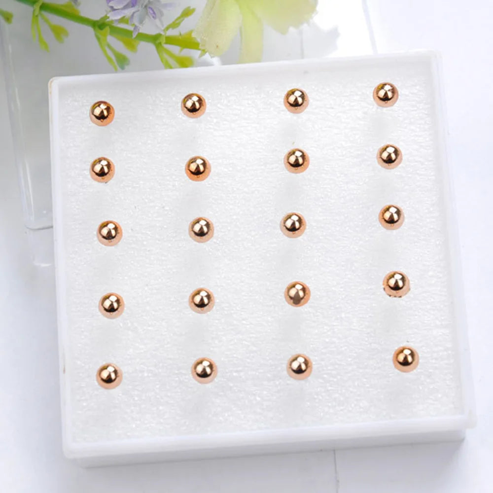 10 Pairs Gold Plated Silver Ball Bead Earrings Ear Studs Jewelry