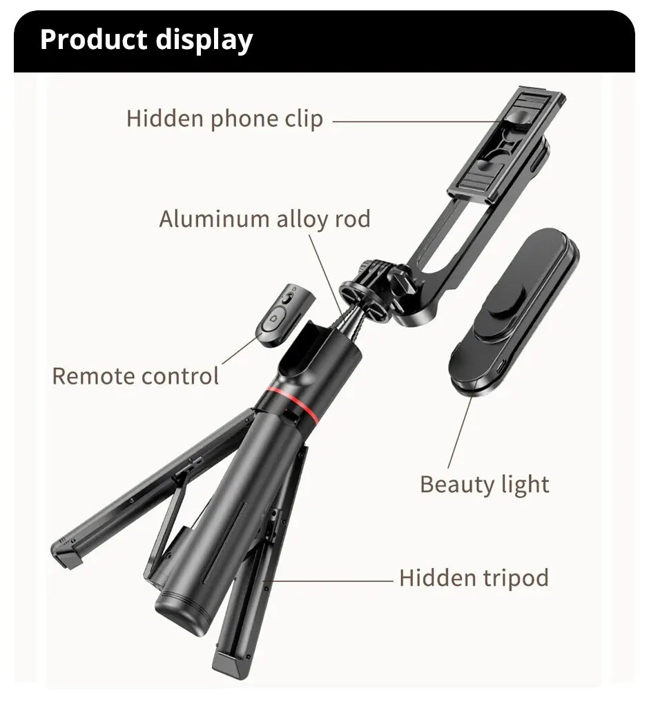 Portable Wireless Selfie Stick Tripod Stand With Fill Light Extendable Multifunctional Tripod For Ios Phone Video Live Streaming Peaceful Pleasures Health and Wellness