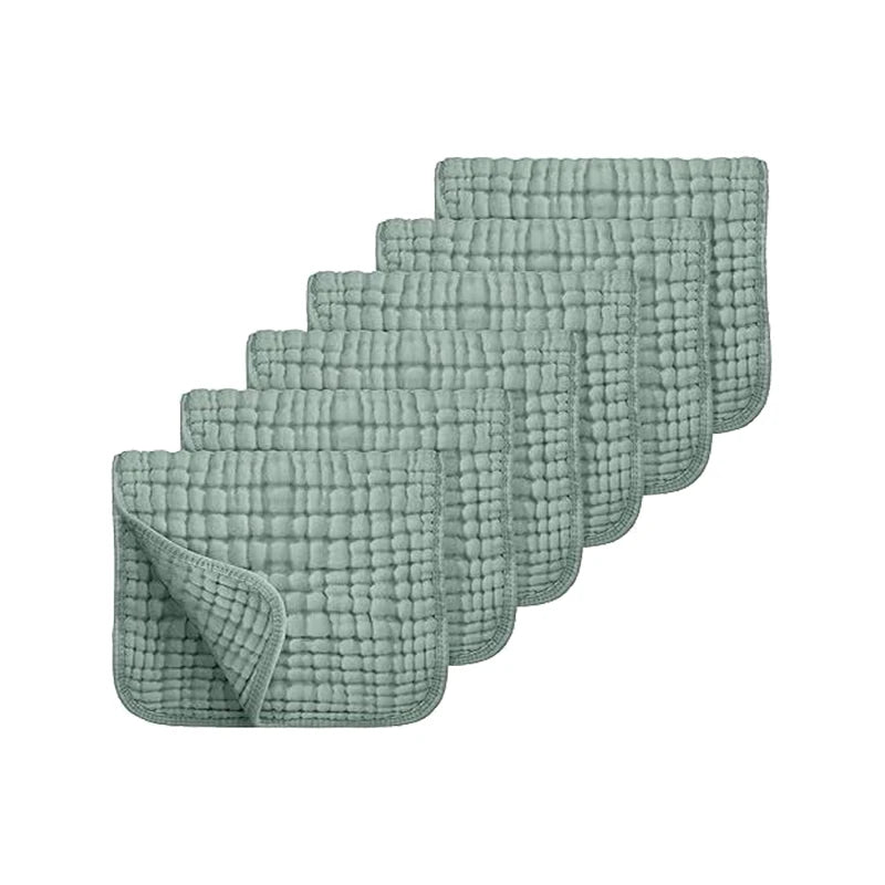 100% Cotton Muslin Burp Cloths for Baby – 6-Pack, 20x10"