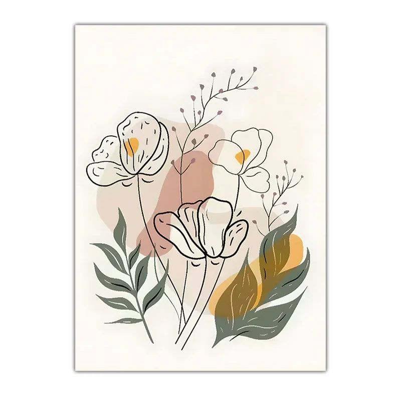 Boho Floral Canvas Wall Art | Minimalist Botanical Print Canvas Wall Art Print Peaceful Pleasures Health and Wellness 04 50x70cm NoFrame China Mainland