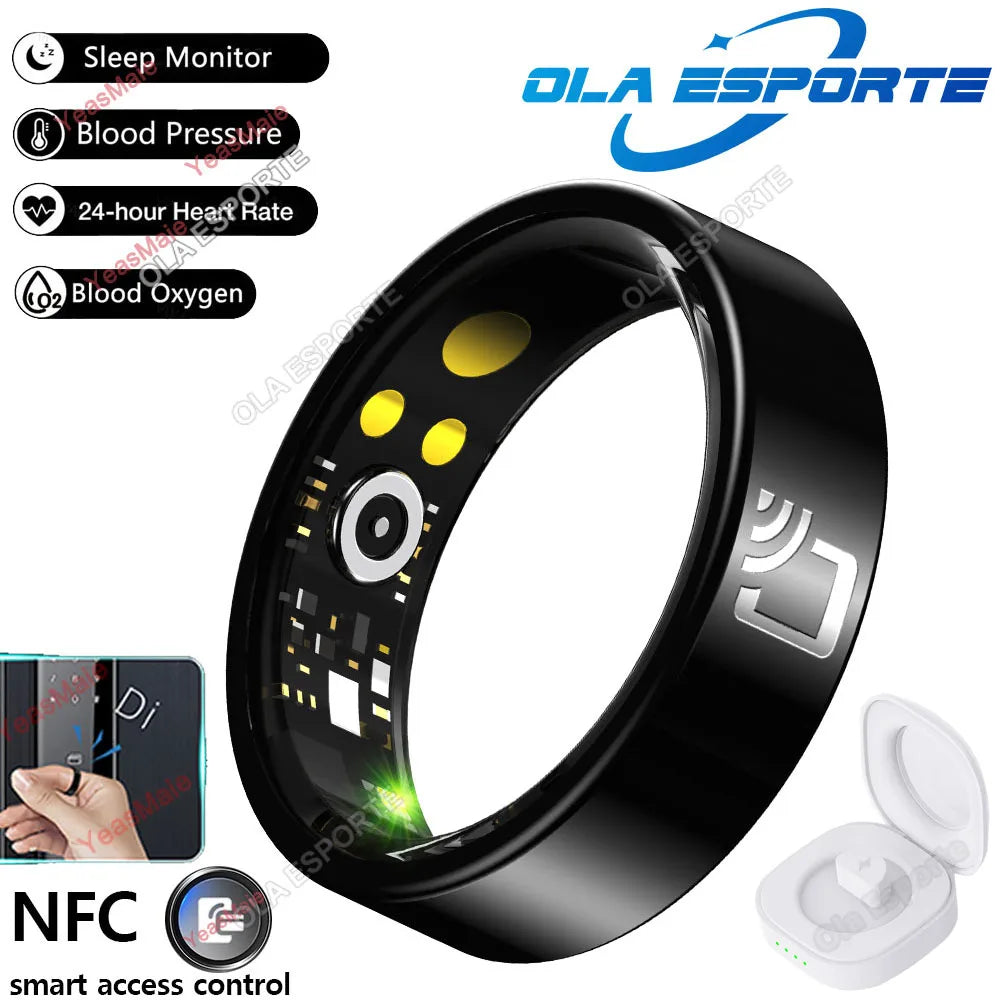 Smart Ring NFC New Heart Rate And Health Monitor Smartring Men Women 5TAM Waterproof Multi Sport Modes Smart Access Control Ring Peaceful Pleasures Health and Wellness Black Pro 11