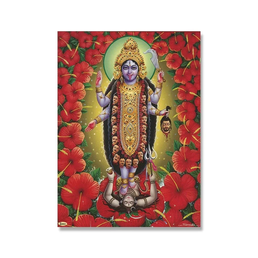 Shiva Parvati Poster Hinduism Religious Art Ganesha Canvas Painting Vishnu Printed Wall Picture Living Room Home Decoration Peaceful Pleasures Health and Wellness H 30x40cm