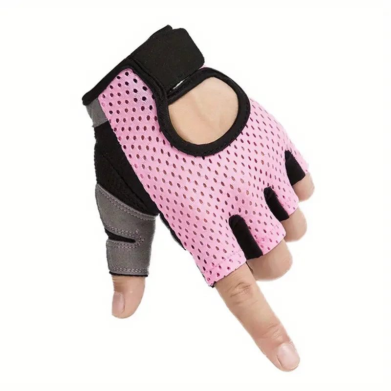 1Pair Non-Slip Cycling Gloves, Hollow Out Breathable Half Finger Gloves Butterfly Mesh For Riding ,Gym Fitness,Yoga Men& Women Peaceful Pleasures Health and Wellness Pink M