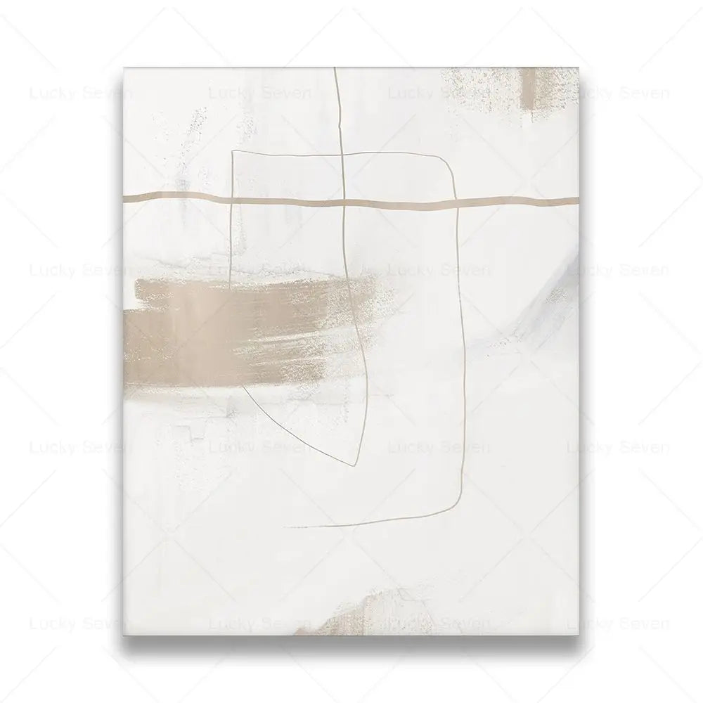 Minimalist Beige Abstract Brush Stroke Canvas Wall Art Print