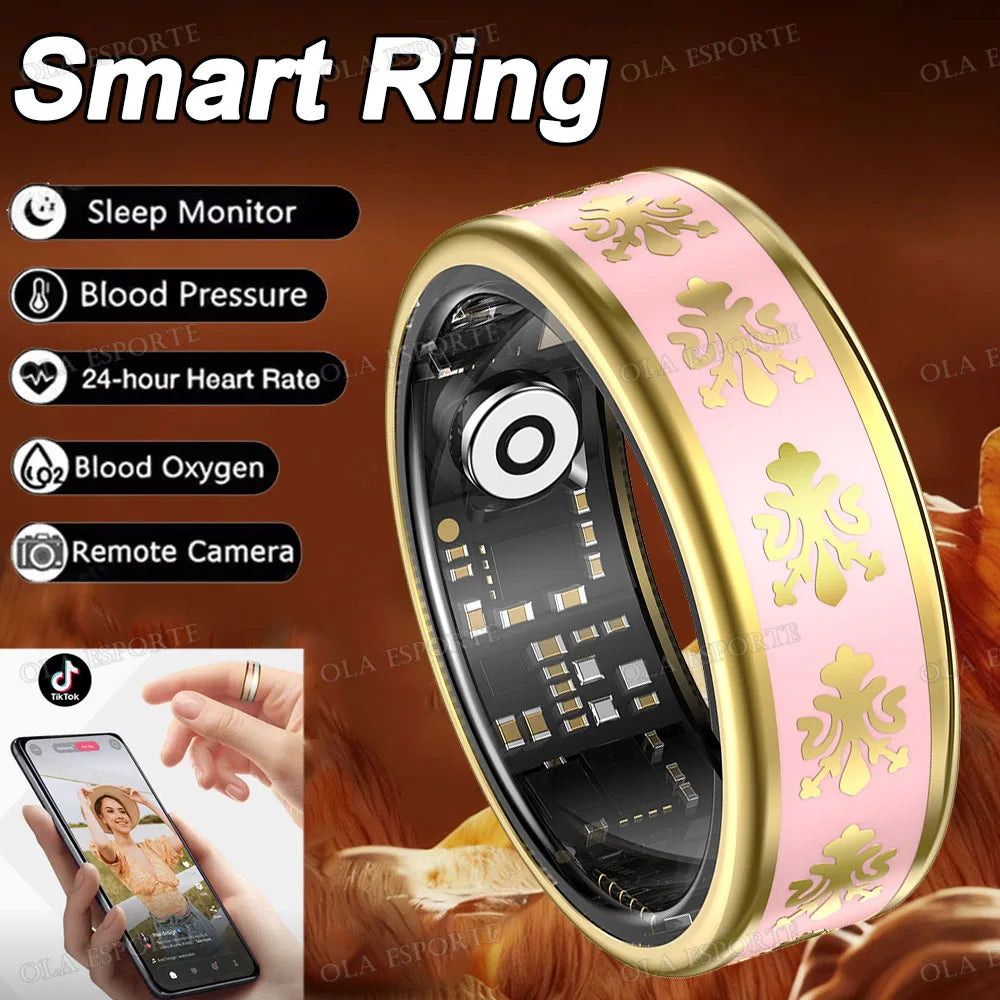 2026 New Enamel Smart Ring Heart Rate Blood Oxygen Sleep Monitor Gesture Video Navigation Family Care 5ATM Waterproof Smartring Peaceful Pleasures Health and Wellness Pink 11