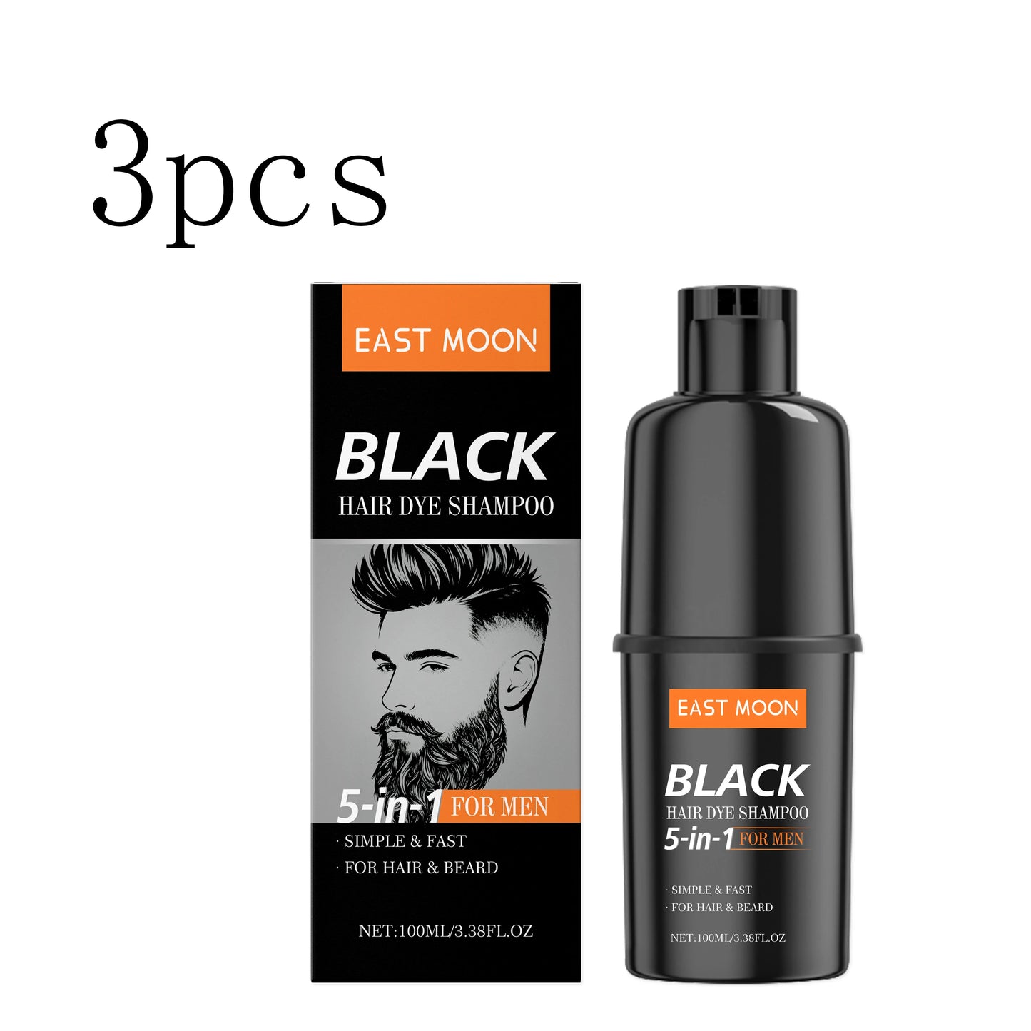 East Moon Black Men's Gray Coverage Hair Shampoo 100ml