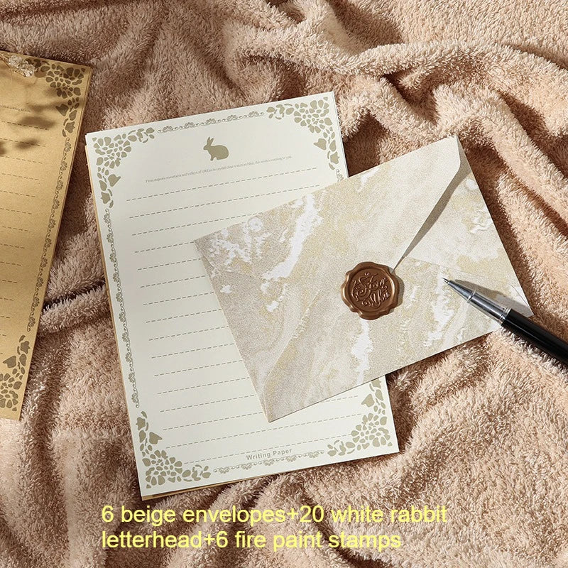 gilding Valentine's Day Envelope Letter Set Embossed Texture Handwritten Love Letter Lacquer Envelope Peaceful Pleasures Health and Wellness Beige