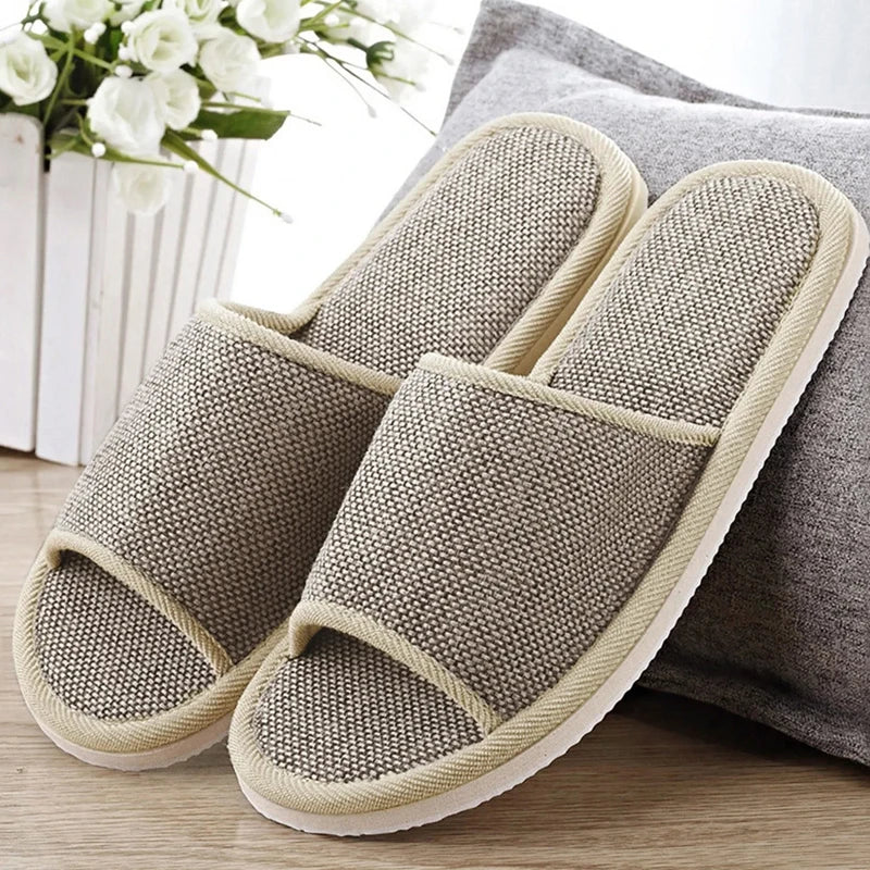 Hemp Linen Indoor Slippers | Anti-Slip House Shoes for Men & Women