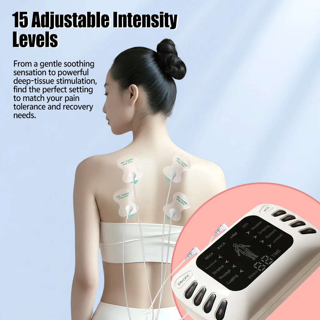 Tens Muscle Stimulator, Ems Low-Frequency Massage Device, a Rechargeable Massager with 8 Adjustable Modes and 50 Intensity Settings, Featuring Timing Function, Mode Adjustment, Intensity Adjustment, and Dual-Channel Muscle Ma Peaceful Pleasures Health and Wellness
