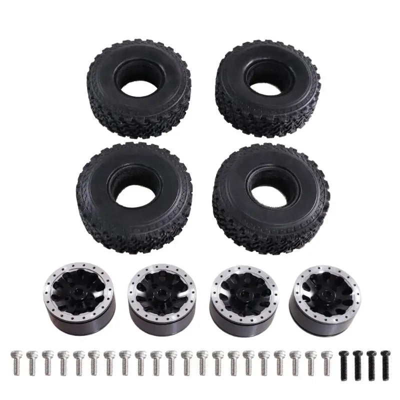 RC Car Beadlock Wheel & Tire Set of 4 – 71mm Aluminum Alloy