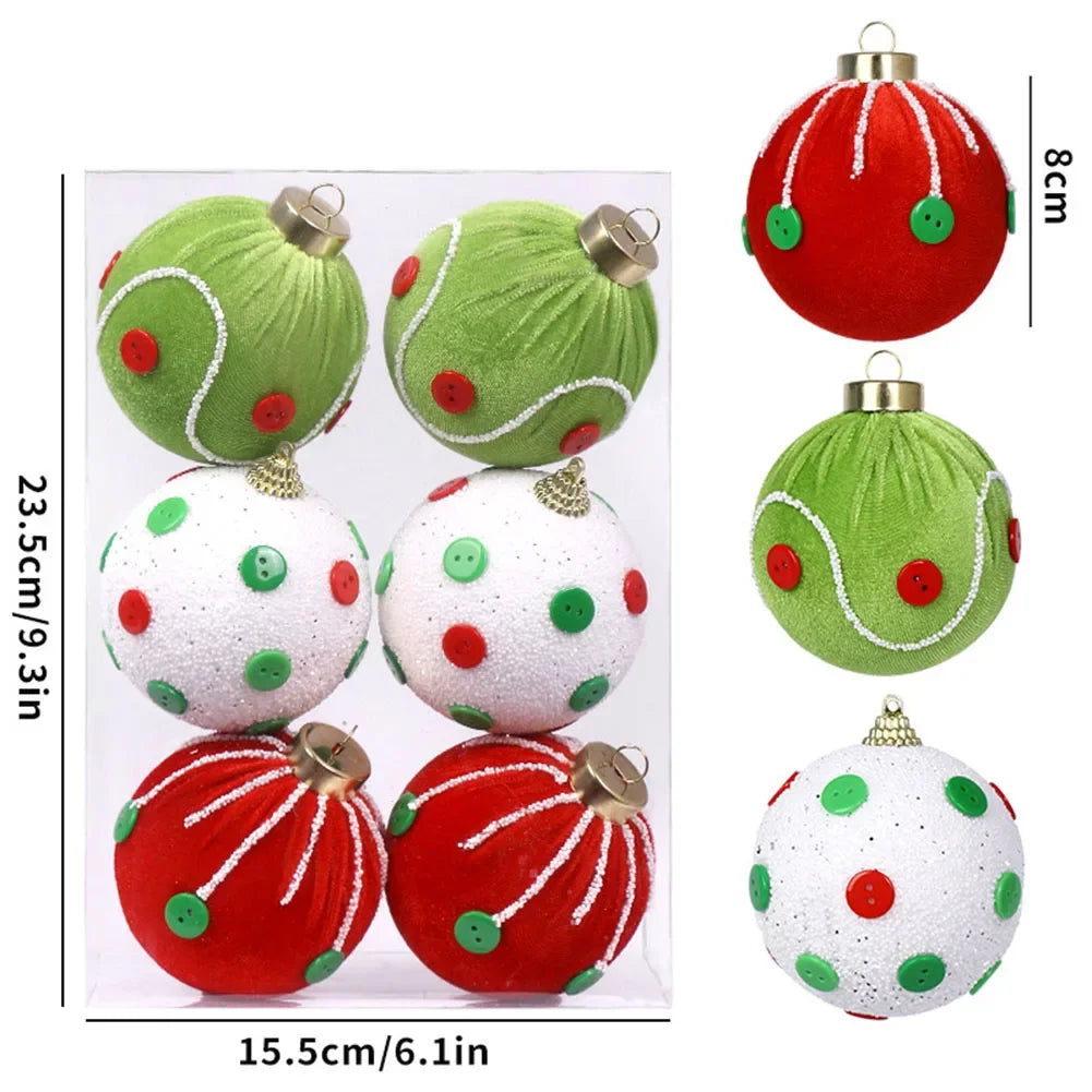 Christmas Foam Ball Ornaments Set of 6 – Holiday Tree Decor
