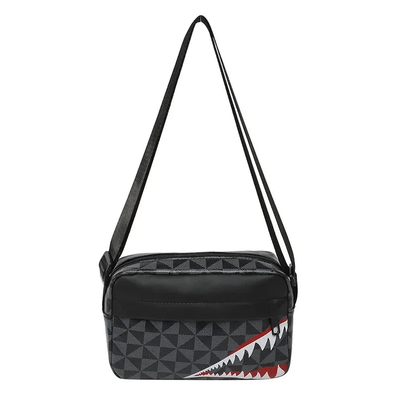 Shark Mouth Crossbody Bag | Split Leather Small Square Purse Crossbody Bag Peaceful Pleasures Health and Wellness B Mini(Max Length<20cm)