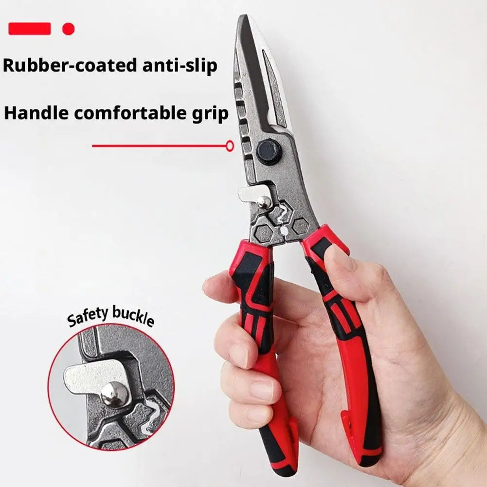 Industrial-Grade Tin Shears,Multi-Functional Electrician Scissors Crimping Wire Cutting Tool for Metal Sheet and Cable Cutting Peaceful Pleasures Health and Wellness