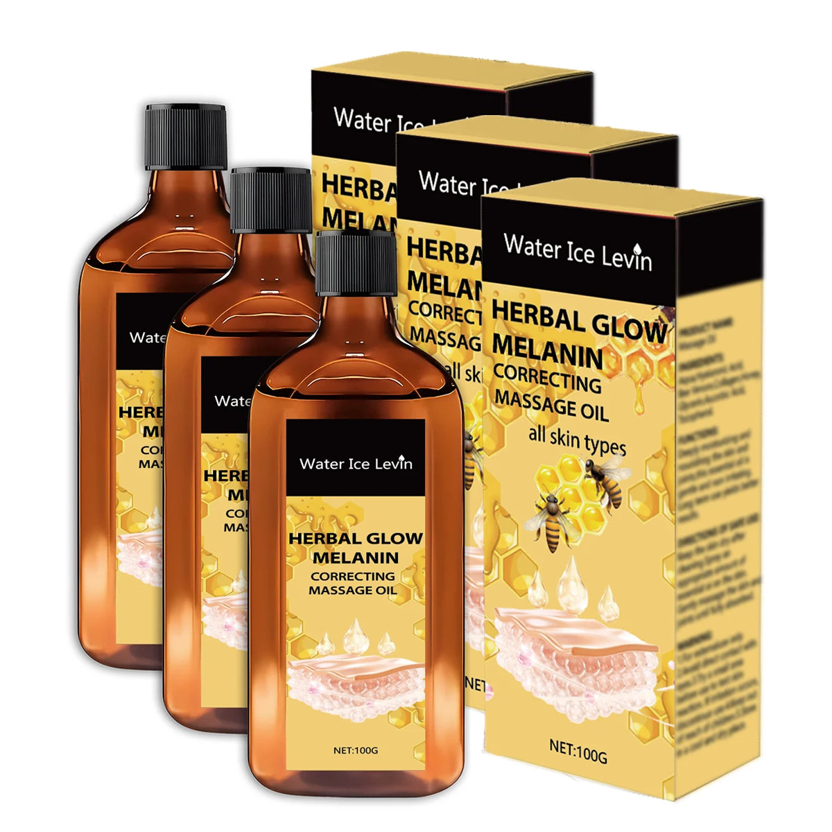 Herbal Glow Melanin Correcting Oil | Bee Venom & Vitamin C Brightening Face Oil Peaceful Pleasures Health and Wellness BROWN 100g