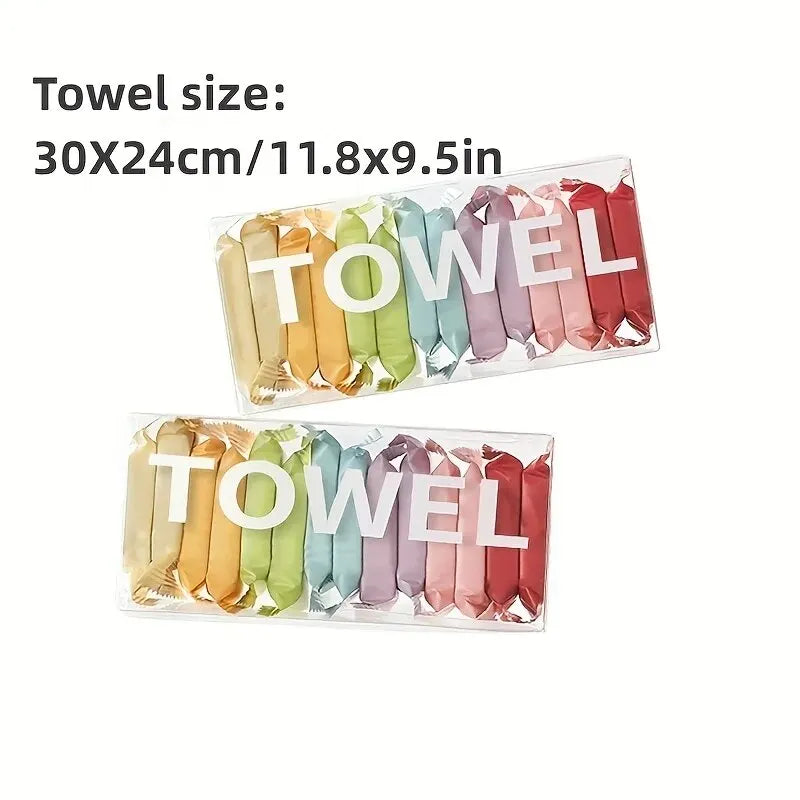 14pcs Disposable Portable Travel Towels Thickened Compressed Face Cleansing Beauty Square Washcloths for On-the-Go Hygiene Peaceful Pleasures Health and Wellness