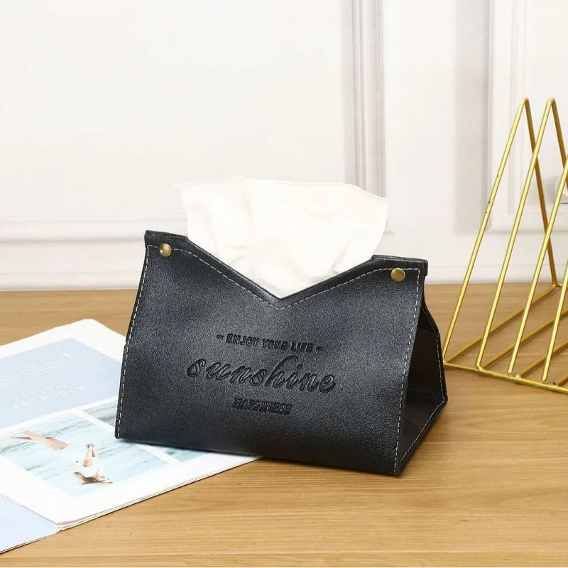 Solid Color Leather Tissue Box Multi-Purpose Napkin Storage for Living Room Dining Room Environmentally Friendly Creative Home D Peaceful Pleasures Health and Wellness Black