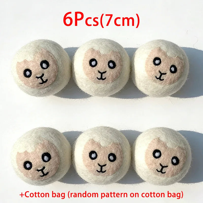 2/6Pcs XL size Reusable Wool Dryer Balls Clothes Softener Laundry Fleece Dryer Ball Kit Home Clothes Dryer Washing Machine Peaceful Pleasures Health and Wellness 6PCS White lamb