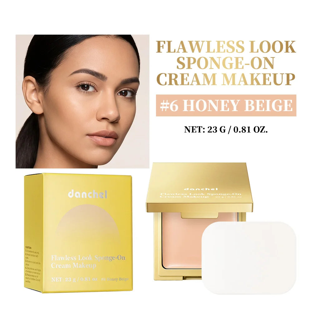 Flawless Finish Cream Foundation Sponge‑On Medium‑to‑Full Coverage Oil Control Breathable Long Lasting Concealer Makeup Peaceful Pleasures Health and Wellness 6Honey Beig