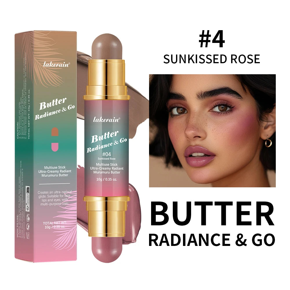 Double-Headed Bronzer Blush Stick Butter Glow & Go Multiuse Stick for Cheeks Contours Eyes Lips Blush Matte Light Glossy Bronze Peaceful Pleasures Health and Wellness 4 Sunkissed Rose