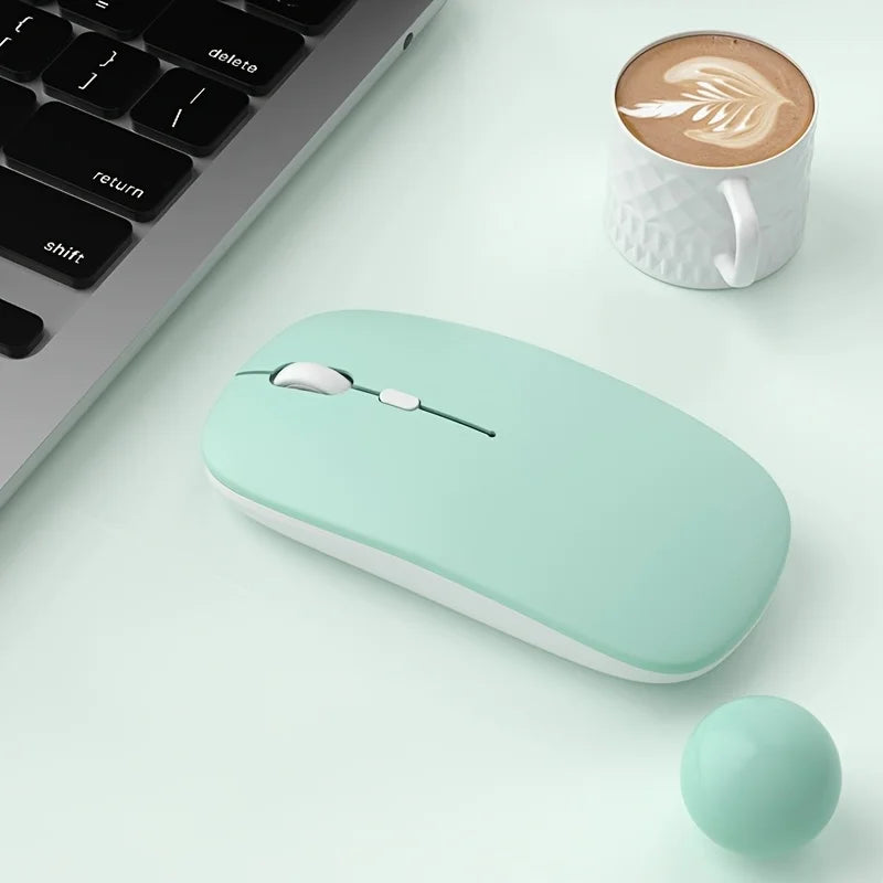 Wireless Mouse Bluetooth-compatible Mouse Ergonomic Mouse Suitable For Laptops Ipads Tablets Laptops Mobile Phone Mice Peaceful Pleasures Health and Wellness Matte-Green