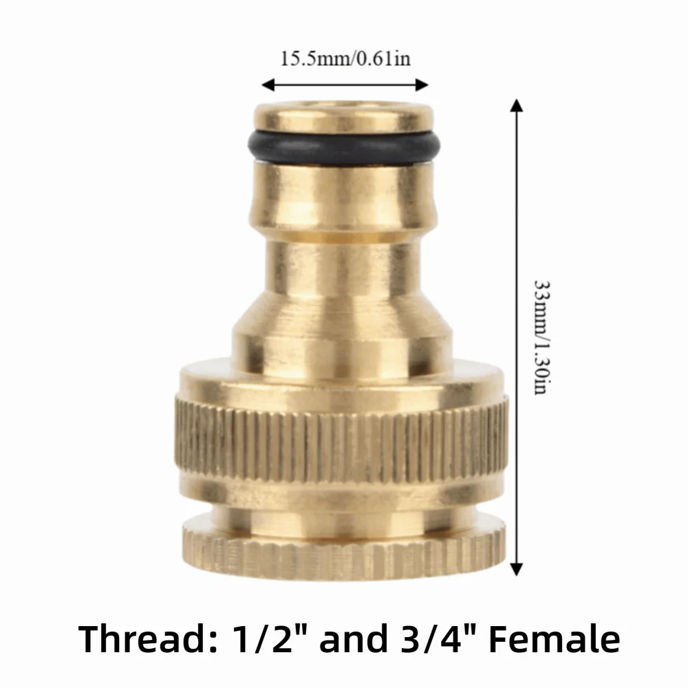 4-Pack Brass Garden Hose Quick Connectors 1/2" & 3/4" Female Thread