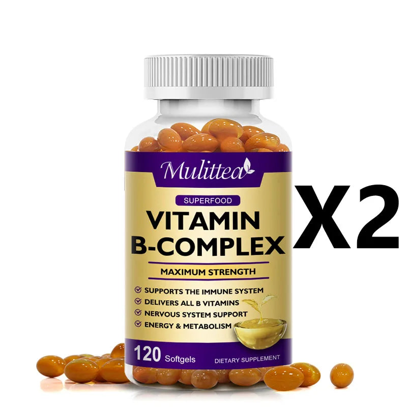 Vitamin B Complex Capsules – Energy, Mood, Stress & Immune Support | 120 Count Peaceful Pleasures Health and Wellness 120pcs 2bottles United States