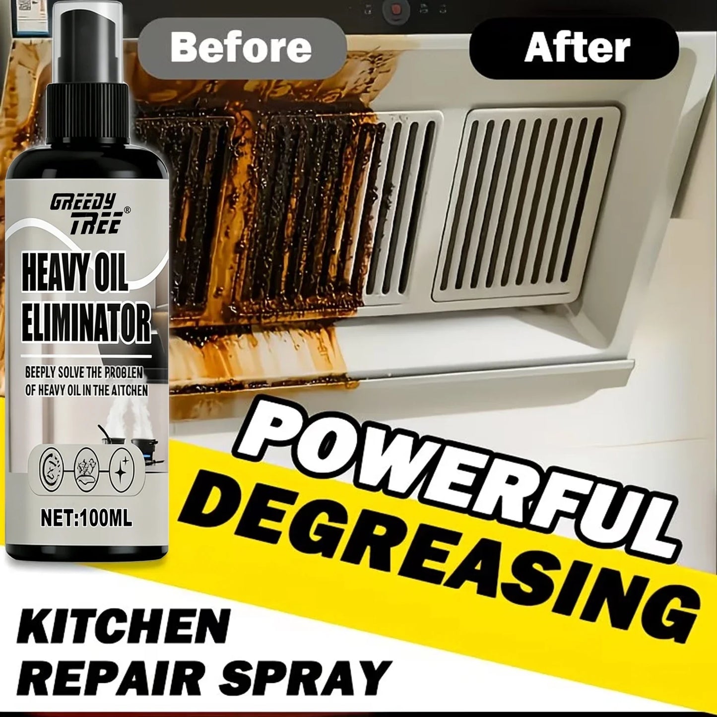 Heavy-Duty Kitchen Degreaser Spray 100ml + Free Sponge