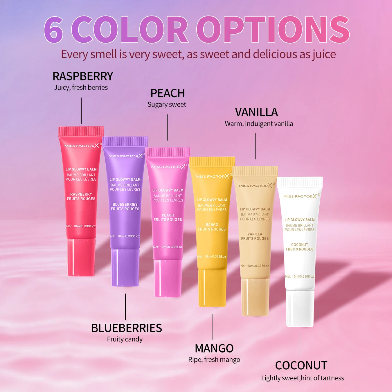 6-piece fruit flavored lip gloss set, moisturizing lip oil, glossy hydration, the best choice for women's holiday gifts Peaceful Pleasures Health and Wellness