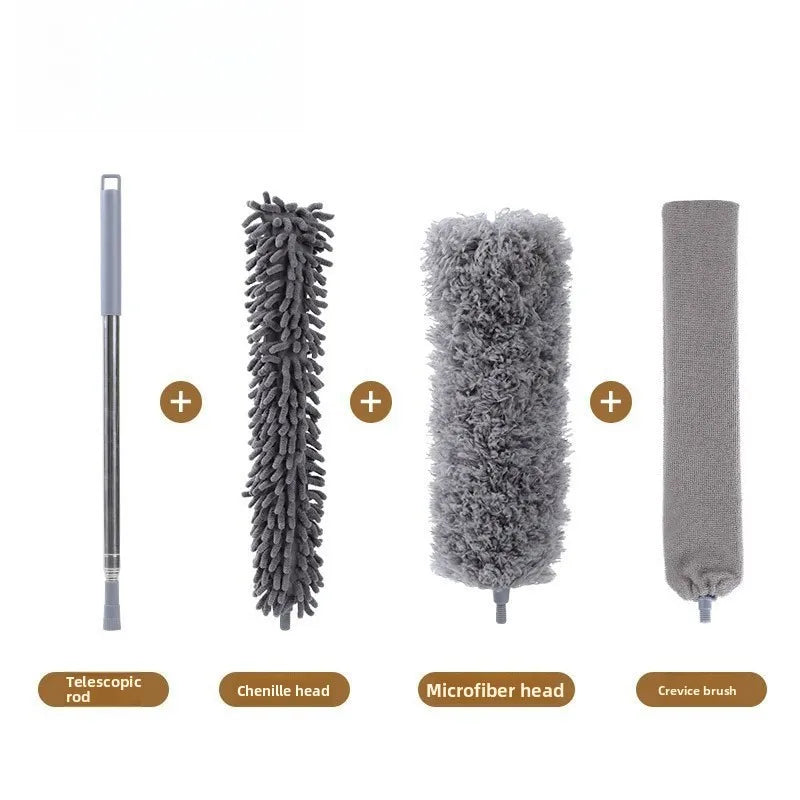2.8M Extended Chicken Feather Duster Extendable and Curved Ceiling Cleaning Broom Household Electrostatic Dust Collector Peaceful Pleasures Health and Wellness 4pcs one set