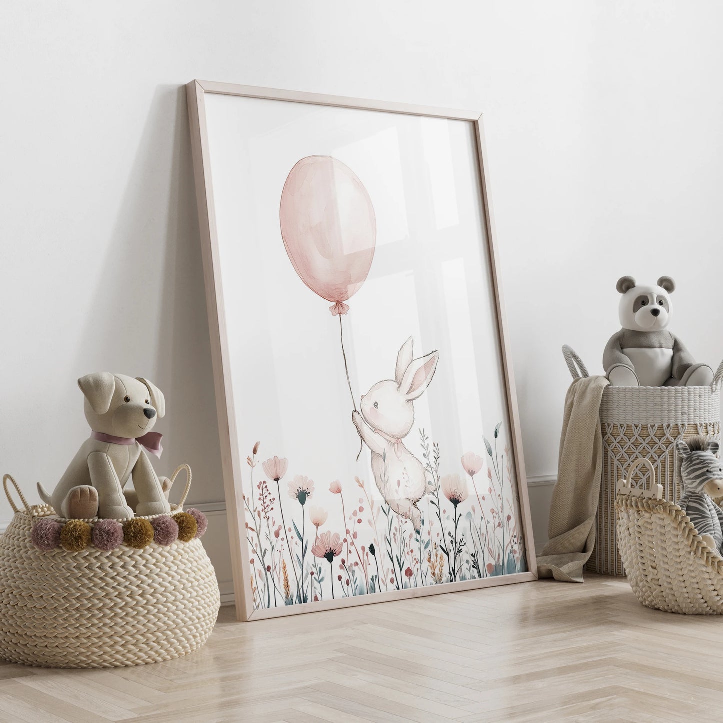 Bunny Flying A Kite 3pcs Wall Art Prints Canvas Painting Poster Picture For Living Bedroom Kids Play Room Home Decor Peaceful Pleasures Health and Wellness G2557-3 21x30cm No Frame