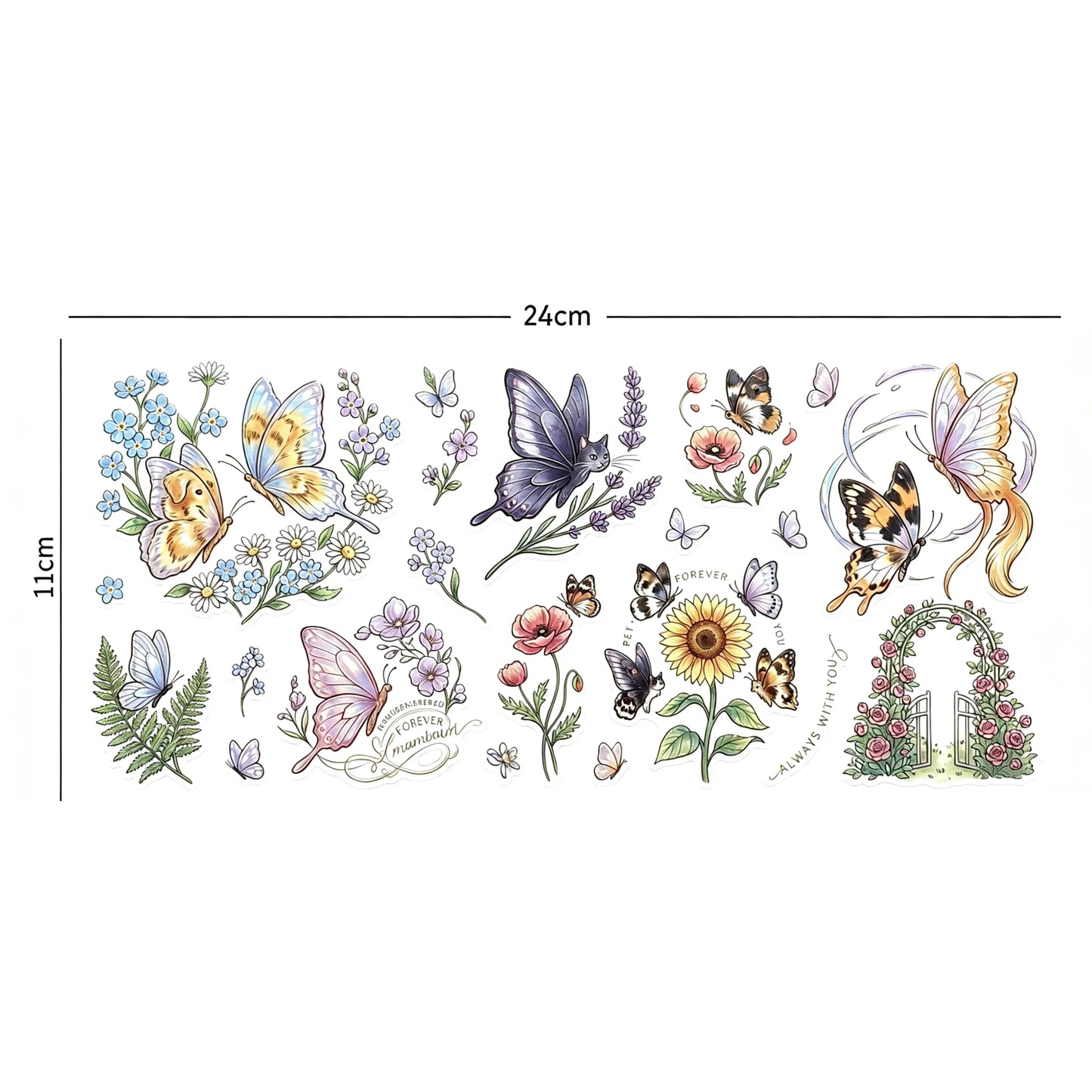 Butterfly Floral UV DTF Stickers – Waterproof Decals for Cups