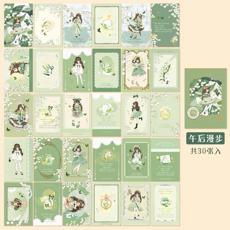 Lily Valley Series Postcard Animation Illustration Message Blessing