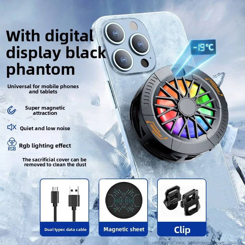 cooling fan for mobile phone cooler for cell phone gaming mobile cooler electric portable fridge phone radiator fan cooling Peaceful Pleasures Health and Wellness Black