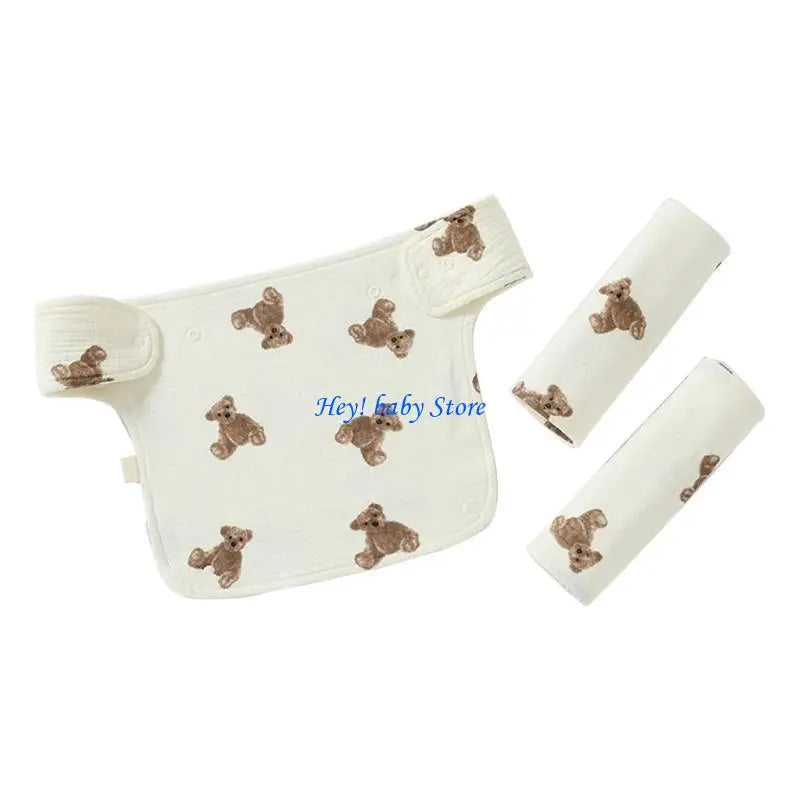 Soft Cotton Baby Drool Bib & Detachable Shoulder Strap Set