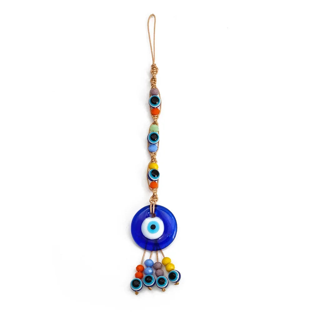 Evil Eye Charm Protection Tassel Crystals Feng Shui Car Room Decor Turkish Blue Eye Retro Glass Pendant Home Decor Gifts nordic Peaceful Pleasures Health and Wellness BE444BU00