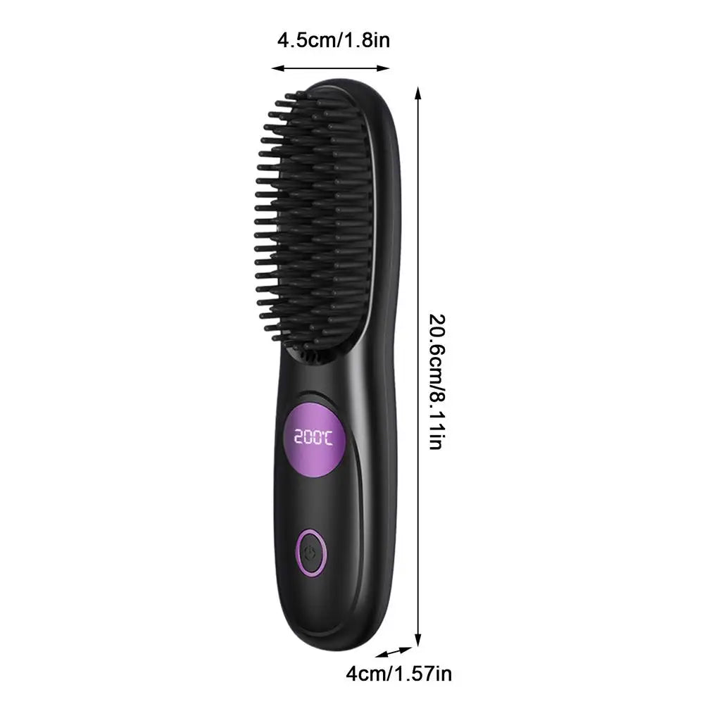 Cordless USB Rechargeable Ceramic Hair Straightener Comb