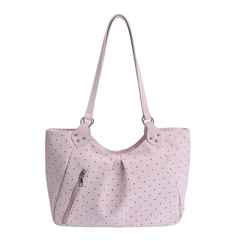 Vintage PU Polka Dot Tote Bag – Large Women's Shoulder Bag