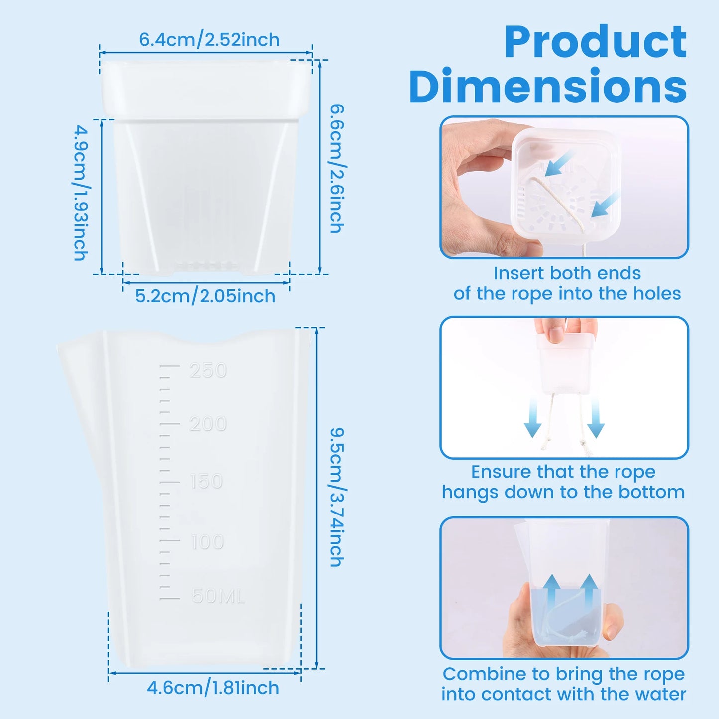 12-Pack Self Watering Mini Pots 2/2.5 Inch | Transparent Plastic