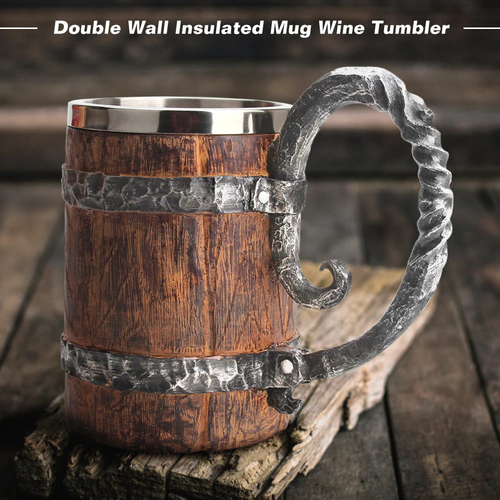 500ml Wood-Look Double Wall Insulated Tumbler | Stainless Mug