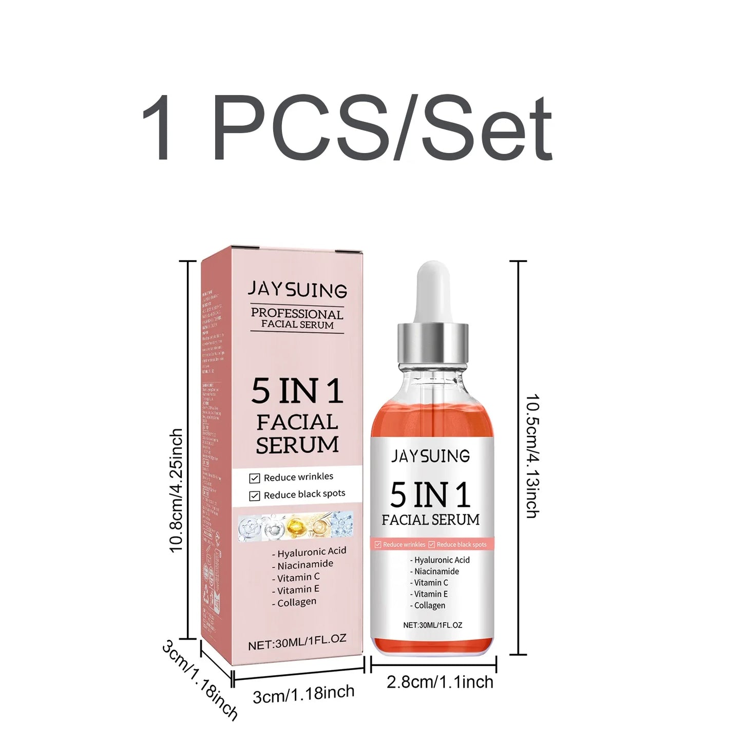 5-in-1 Facial Serum – Hyaluronic Acid, Niacinamide & Vitamin C