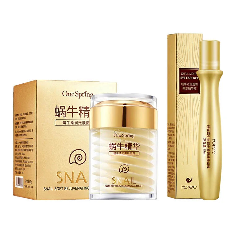 Skincare Set Snail Collagen Cream Anti Aging Whiten Skin Face Cream Fade Dark Eye Circles Remove Eye Bags Eye Serum Peaceful Pleasures Health and Wellness Set(Cream eye cream)