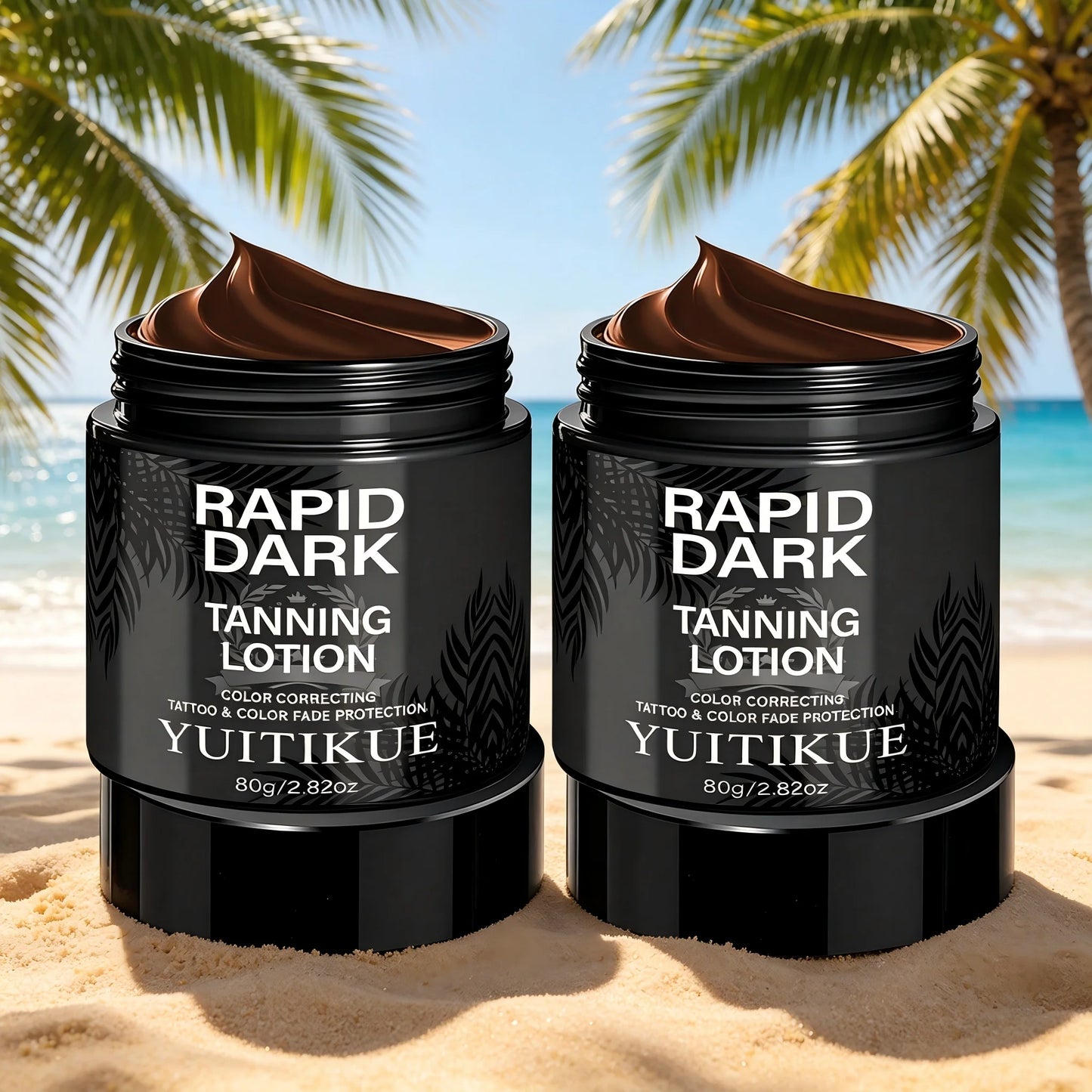YUITIKUE Rapid Dark Tanning Lotion 80g Tattoo Protection Color Correcting Formula for Deep, Long-Lasting Bronze Glow Peaceful Pleasures Health and Wellness 2pc