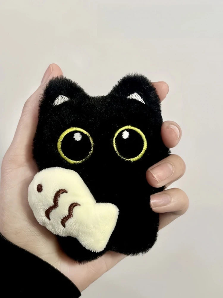 Dark Shadow Cat Plush Keychain | Soft Velvet Fur Key Ring Plush Keychain Peaceful Pleasures Health and Wellness