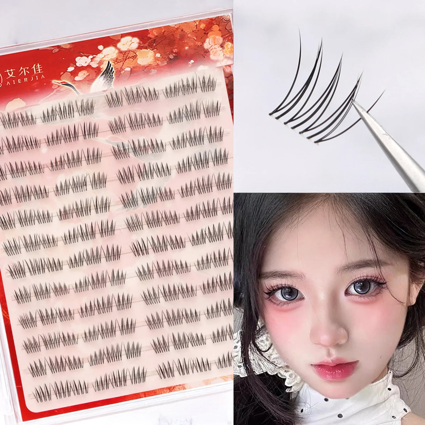 Black/Brown Color C Curl False Eyelashes Natural Look Fluffy Eyelash Clusters Large Capacity Korean Idol Lash Extension Peaceful Pleasures Health and Wellness Black