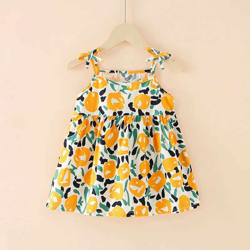 Girls Sleeveless Floral Sundress | Summer Beach Princess Dress