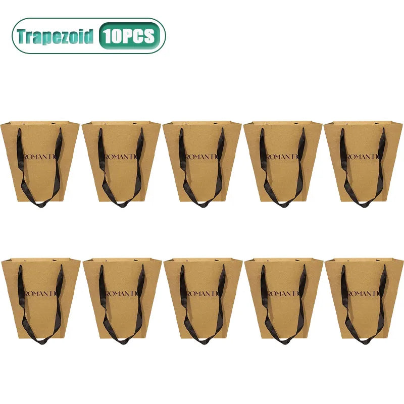 Kraft Paper Tote Bags with Satin Handle | Gift & Wedding Bags