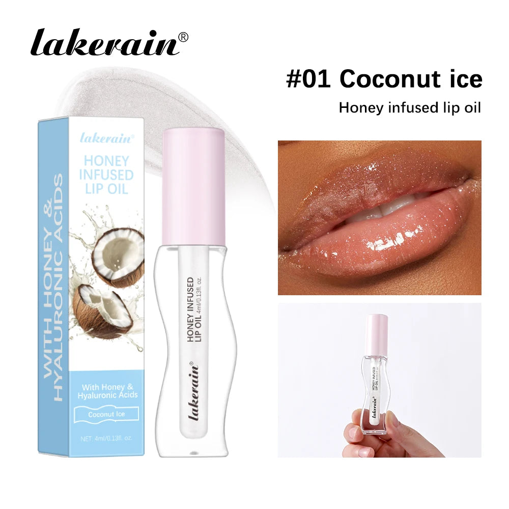 Crystal Fruit Honey Essence Lip Oil Sexy Plump Lip Jelly Strawberry Tinted Lip Liquid Waterproof Moisturize Oil Lipgloss Makeup Peaceful Pleasures Health and Wellness 01 COCONUT ICE